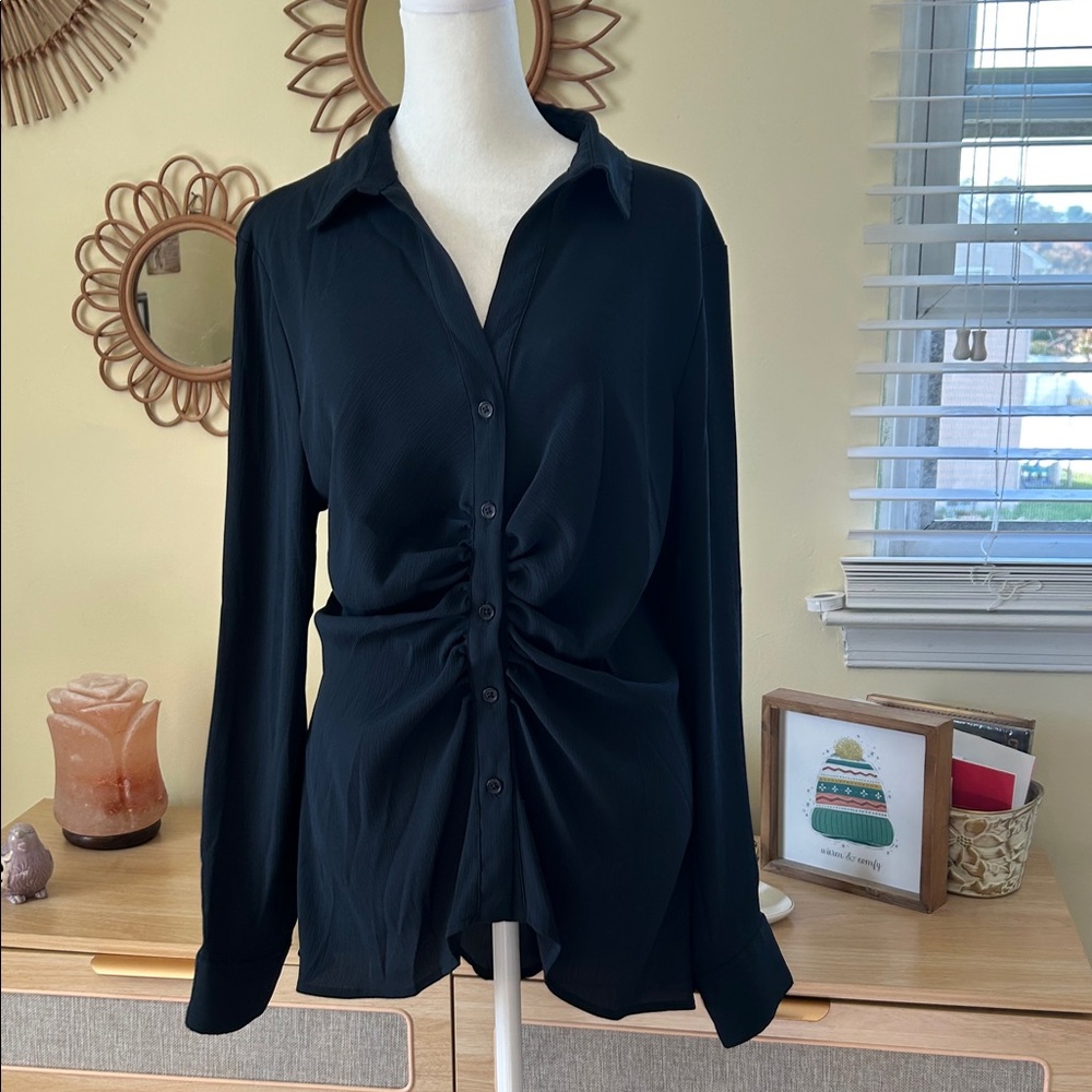 Chic Black Button-Down Women's Shirt